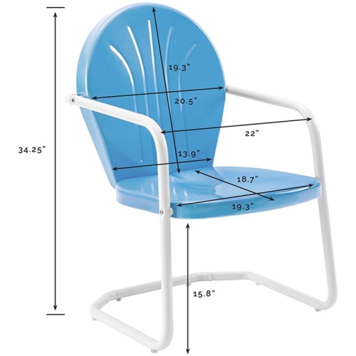 Pemberly Row Metal Chair in Sky Blue