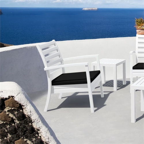 Compamia Artemis XL Club Chair in White with Acrylic Fabric Black Cushions