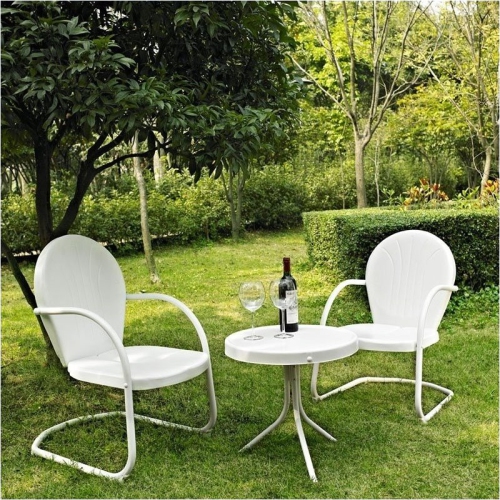 PEMBERLY ROW  3 Metal Outdoor Seating Set In In White