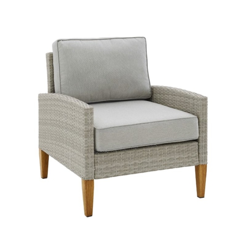 Crosley Capella Outdoor Wicker 2 Piece Chair Set in Gray