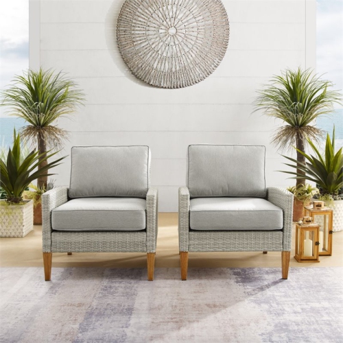 Crosley Capella Outdoor Wicker 2 Piece Chair Set in Gray