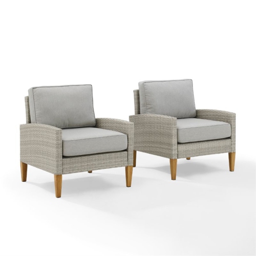 Crosley Capella Outdoor Wicker 2 Piece Chair Set in Gray