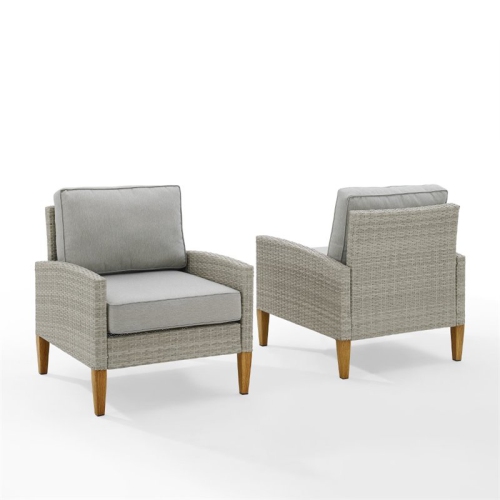 Crosley Capella Outdoor Wicker 2 Piece Chair Set in Gray