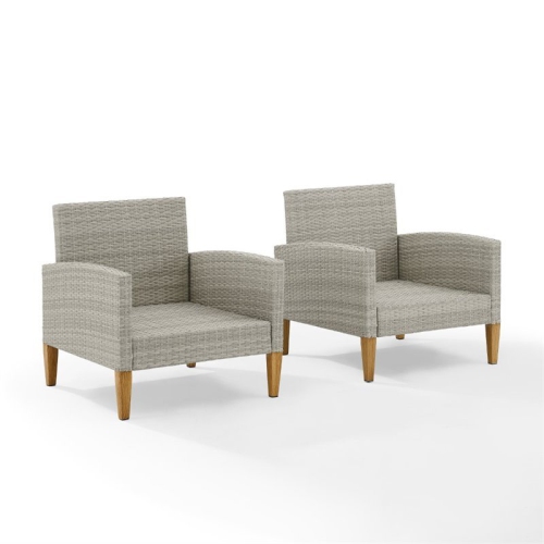 Crosley Capella Outdoor Wicker 2 Piece Chair Set in Gray