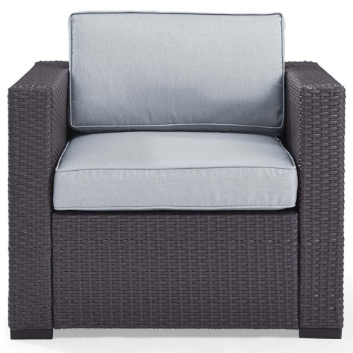 Crosley Biscayne Wicker Patio Arm Chair in Brown and Mist