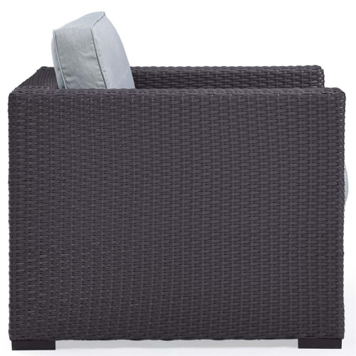 Crosley Biscayne Wicker Patio Arm Chair in Brown and Mist