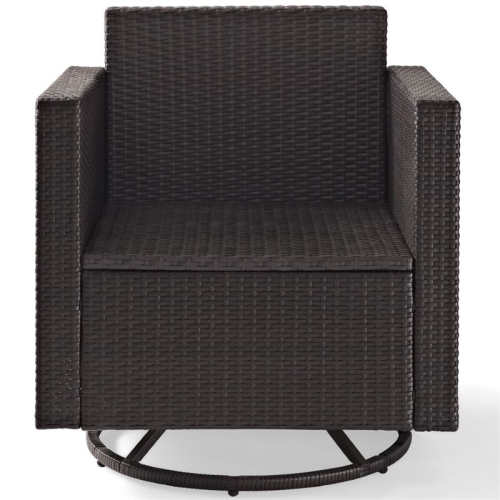 Pemberly Row Wicker Swivel Patio Arm Chair in Brown and Sand