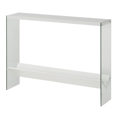 PEMBERLY ROW  Modern V Console Table With Shelf In White Wood Finish