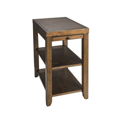 Pemberly Row Transitional Wood Chair Side Table in Brown