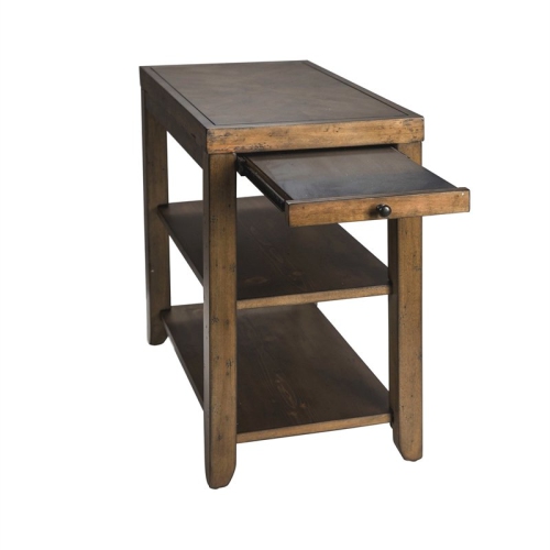 Pemberly Row Transitional Wood Chair Side Table in Brown