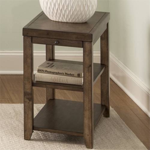 Pemberly Row Transitional Wood Chair Side Table in Brown