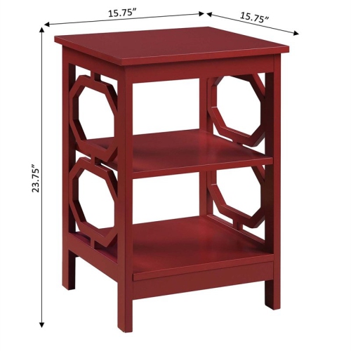 Convenience Concepts Omega End Table in Cranberry Red Wood Finish