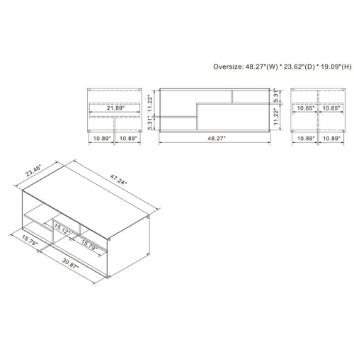 Bowery Hill Geometric Glass Panel Coffee Table in Oak and Black