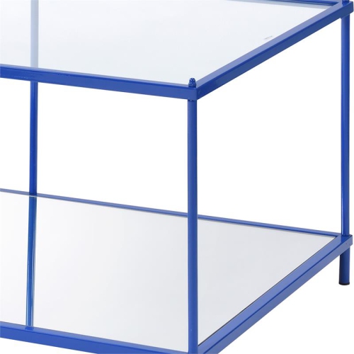 Furniture of America Mendry Metal and Clear Glass Top Coffee Table in Blue