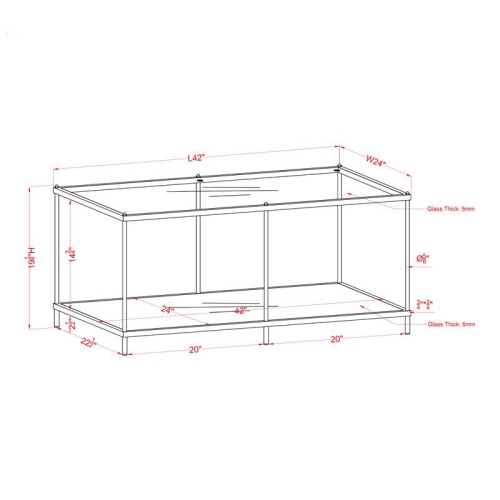 Furniture of America Mendry Metal and Clear Glass Top Coffee Table in Blue