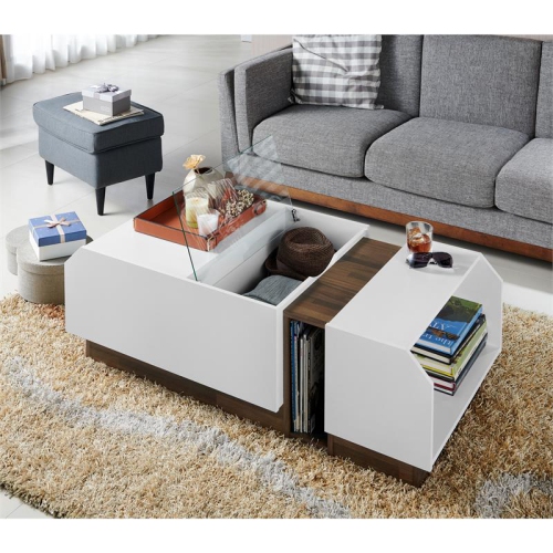 Bowery Hill Contemporary Wood Coffee Table in White