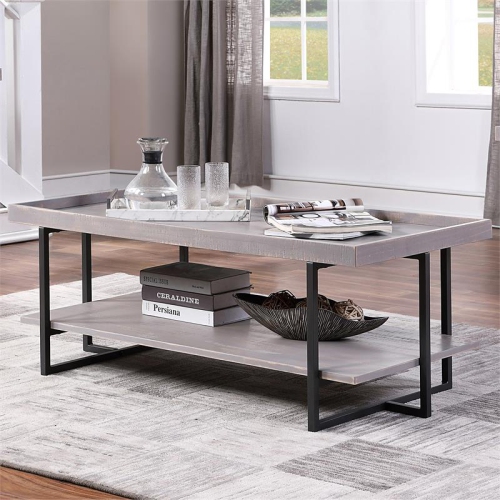 Furniture of America Humere Wood 1-Shelf Coffee Table in Antique Gray