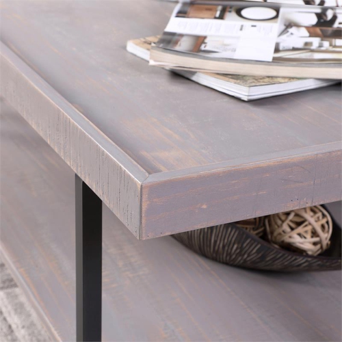 Furniture of America Humere Wood 1-Shelf Coffee Table in Antique Gray