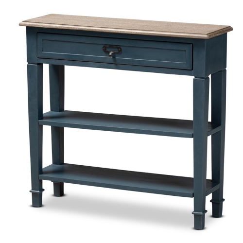 BAXTON STUDIO  Dauphine Contemporary Wood 1-Drawer Console Table In In Blue
