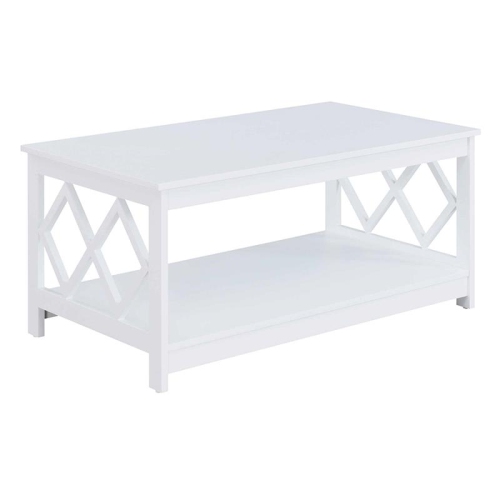 Pemberly Row Rectangular Coffee Table in White Wood Finish