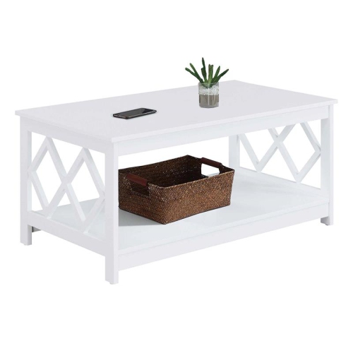 Pemberly Row Rectangular Coffee Table in White Wood Finish