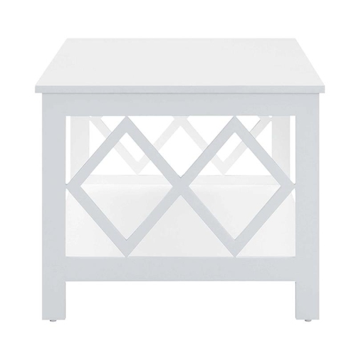 Pemberly Row Rectangular Coffee Table in White Wood Finish