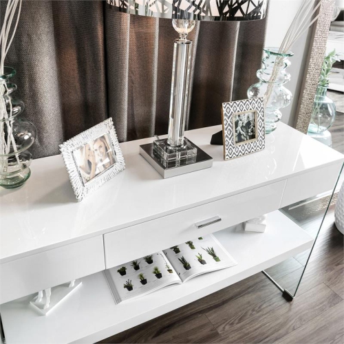 Bowery Hill Contemporary Wood Storage Console Table in White