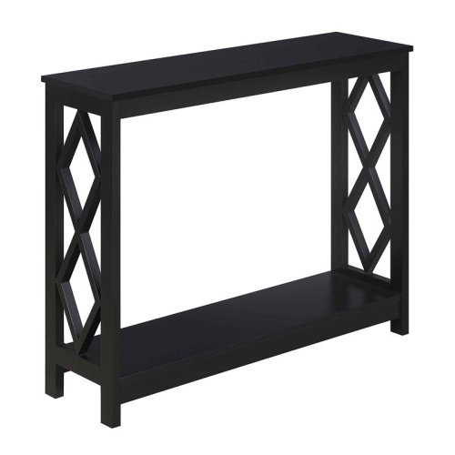 Pemberly Row Contemporary Console Table in Black Wood Finish