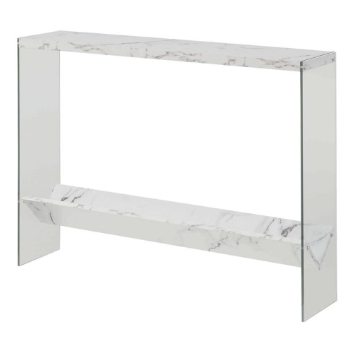 PEMBERLY ROW  Modern V Console Table With Shelf In Marble Wood Finish In White