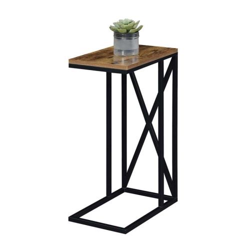 Convenience Concepts Tucson C End Table in Nutmeg Wood Finish and X Metal Frame