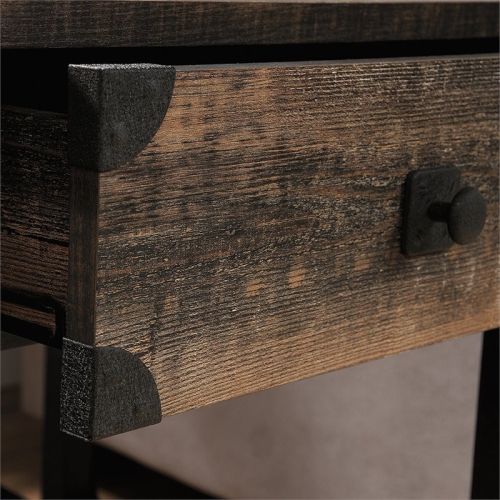 Pemberly Row Engineered Wood and Metal End Table in Carbon Oak/Black