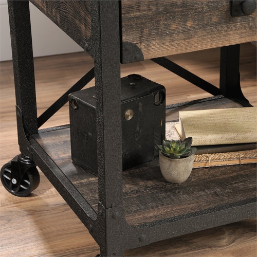 Pemberly Row Engineered Wood and Metal End Table in Carbon Oak/Black