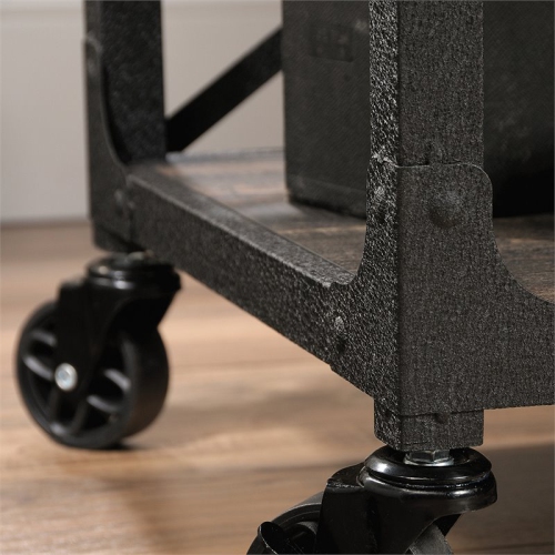 Pemberly Row Engineered Wood and Metal End Table in Carbon Oak/Black