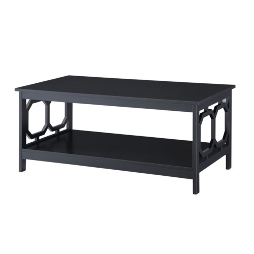 Pemberly Row Rectangular Coffee Table in Black Wood Finish