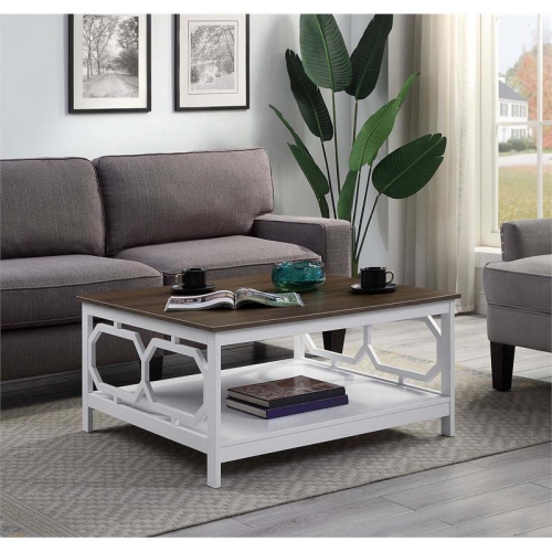 PEMBERLY ROW  Square 36" Coffee Table Espresso & White Wood Finish