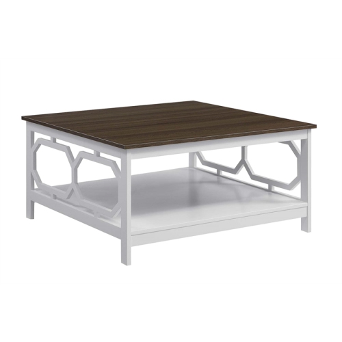 Pemberly Row Square 36" Coffee Table Espresso & White Wood Finish
