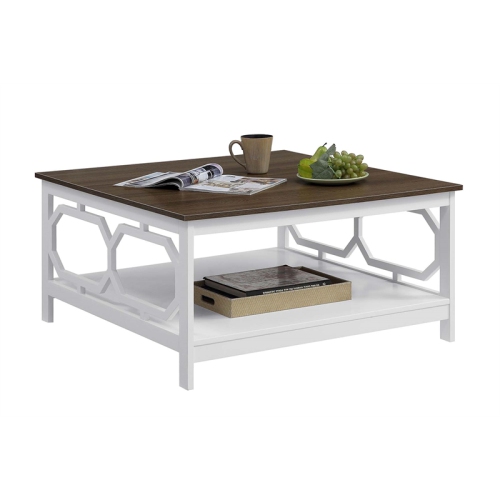 Pemberly Row Square 36" Coffee Table Espresso & White Wood Finish