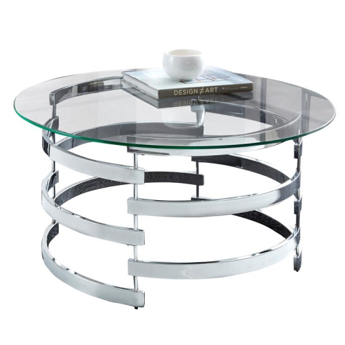 Table basse à plateau en verre trempé avec métal et chrome Tayside