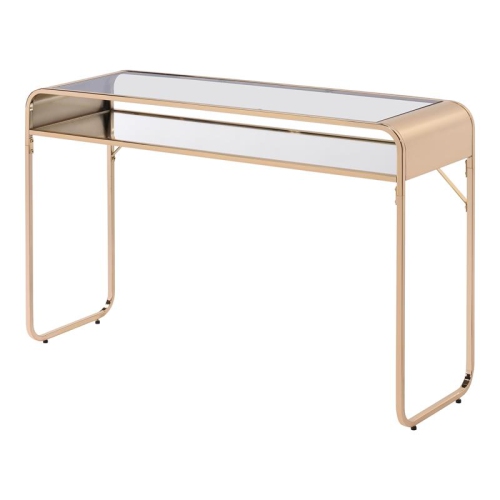 FURNITURE OF AMERICA  Mexller Contemporary Glass Top Console Table In In Gold
