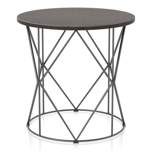 FURNITURE OF AMERICA  Borche Industrial Wood Round End Table In Walnut
