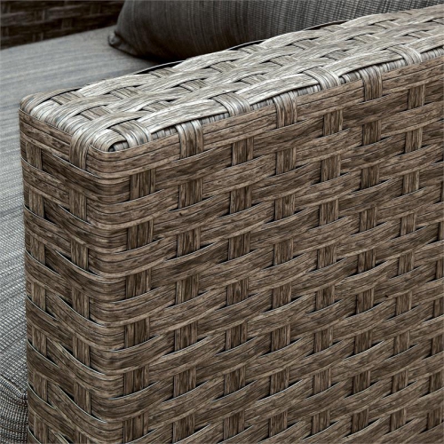 Furniture of America Vorelli Aluminum and Rattan Patio Loveseat in Gray