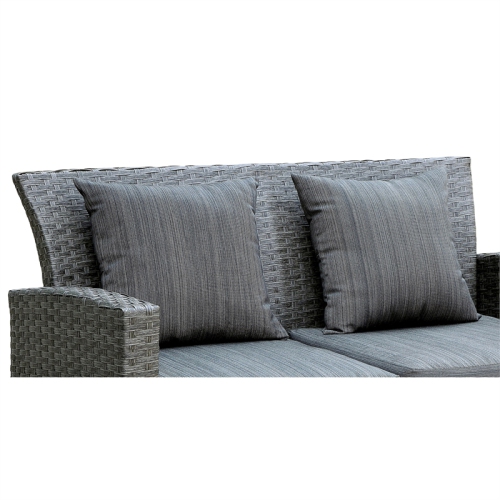 Furniture of America Vorelli Aluminum and Rattan Patio Loveseat in Gray