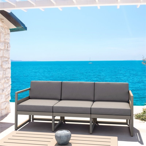 Mykonos Patio Sofa Taupe with Acrylic Fabric Taupe Cushions