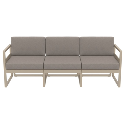 Mykonos Patio Sofa Taupe with Acrylic Fabric Taupe Cushions