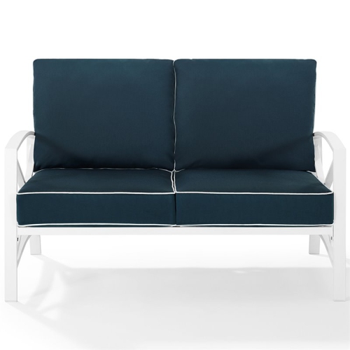 Crosley Kaplan Patio Loveseat in Navy and White