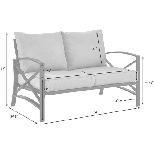 Crosley Kaplan Patio Loveseat in Navy and White