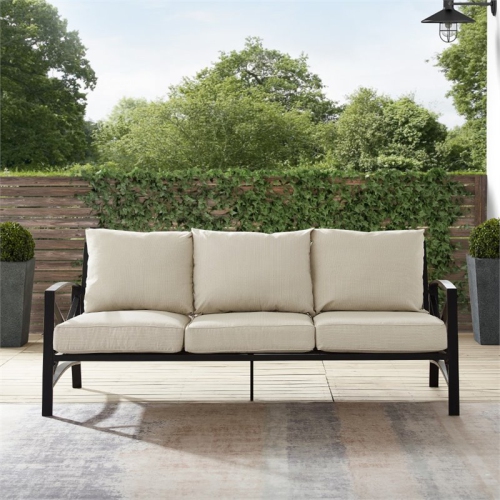 Crosley Kaplan Outdoor Metal Sofa in Oatmeal