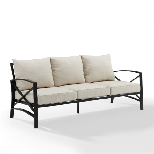 Crosley Kaplan Outdoor Metal Sofa in Oatmeal