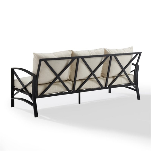 Crosley Kaplan Outdoor Metal Sofa in Oatmeal