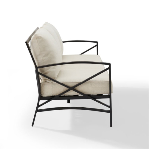 Crosley Kaplan Outdoor Metal Sofa in Oatmeal